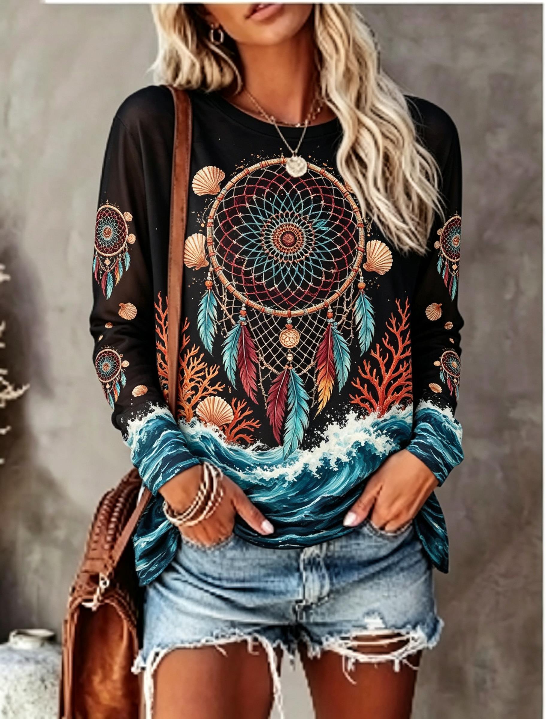 Women's Crew Neck Long Sleeve  - огляд і ціна Shelly