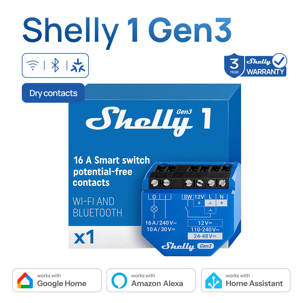 Shelly 1 Gen3 Dry Contact Smar - огляд і ціна Shelly Plug